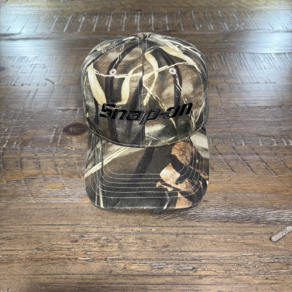 Vintage Snap-On Camo Hat Snap Back Adult OSFA Spellout Logo